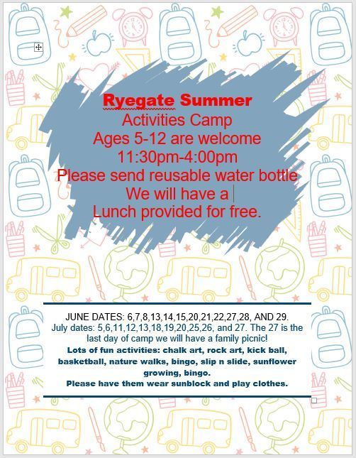 Ryegate School Summer Camp